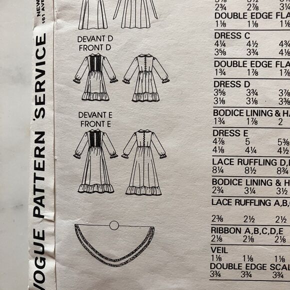 Vintage Little Vogue Girls' Dress & Veil Pattern #1877 Size 8 CUT Vintage - Picture 8 of 11